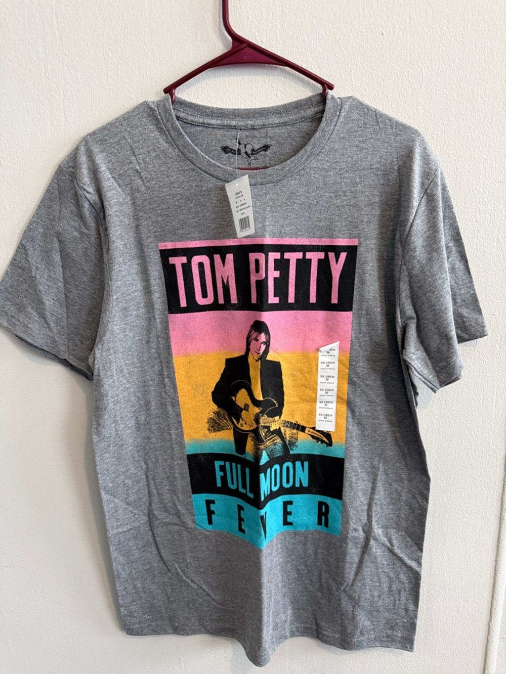 Full Moon Fever Graphic Tee - Gray with Pink, Yellow & Teal Print